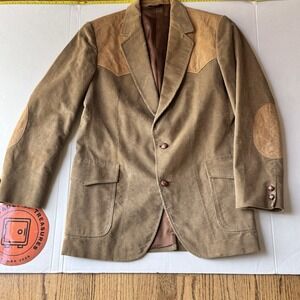 Vintage Penwesterner 44 Long  Brown Corduroy Elbow Pads Blazer Suit Jacket